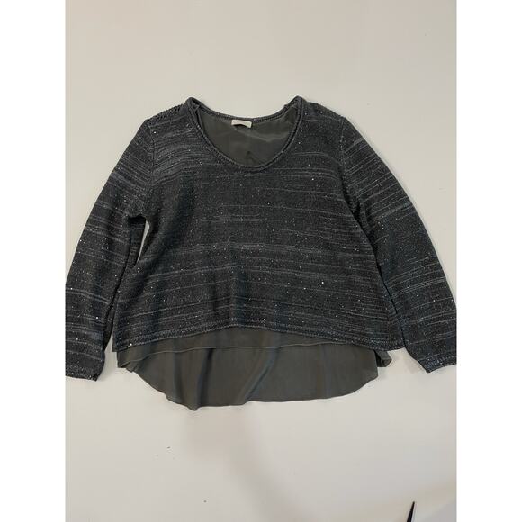 WRAP LONDON Metallic Knit Silk Lined Hi Low Split Back Sequin Sweater WOMEN'S 8 - Picture 1 of 6